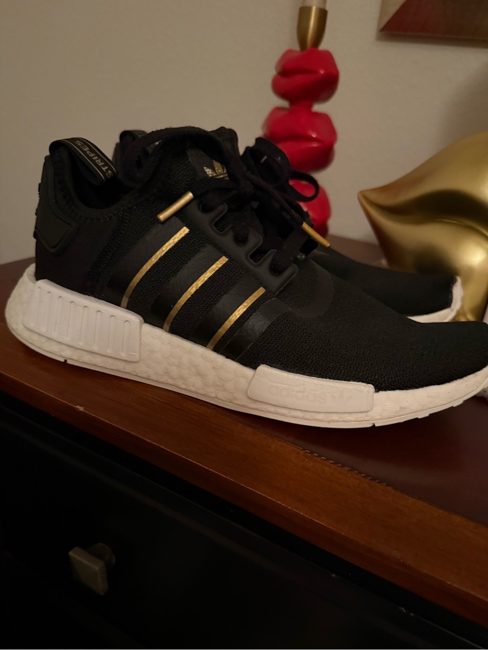 adidas Black and Gold Women's Athletic Sneakers